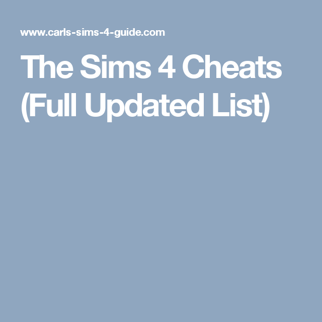 sims 4 cheats printable
